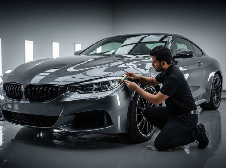 Image of PPF being applied on a car