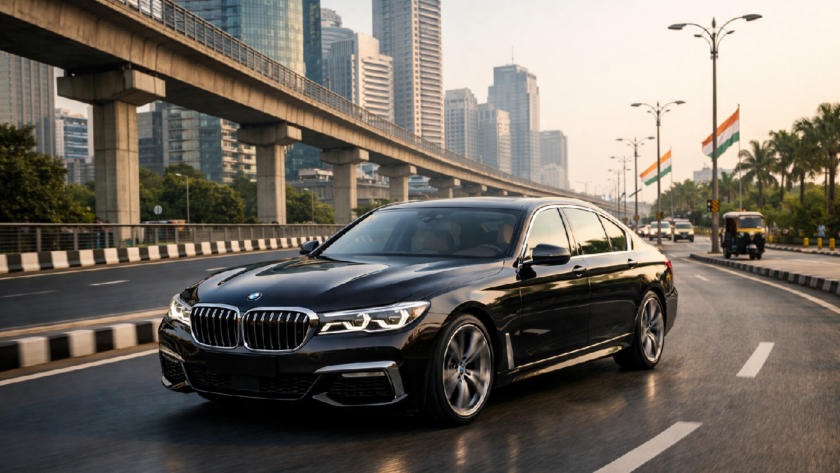 Close-up image of expert detailer applying PPF film on car.