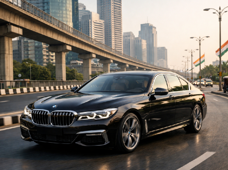Close-up image of expert detailer applying PPF film on car.