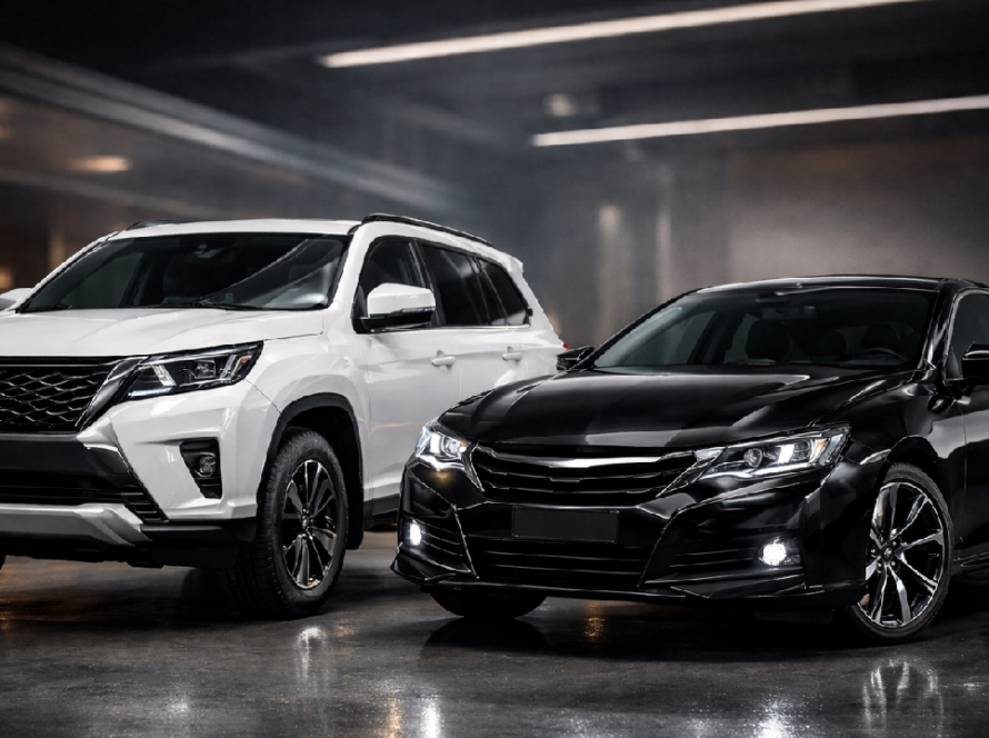 Image of SUV and Sedan side by side.