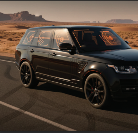 Image of a luxury car on the road with sun protection films