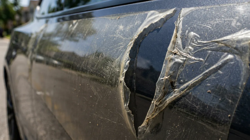 Image of a torn PPF on a car