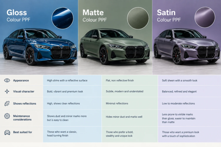 Gloss vs Matte vs Satin Colour PPF