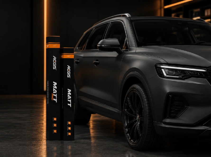 Dark SUV with matte PPF finish