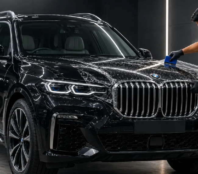 New SUV with untouched factory paint before PPF installation