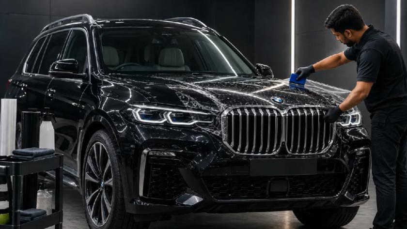 New SUV with untouched factory paint before PPF installation